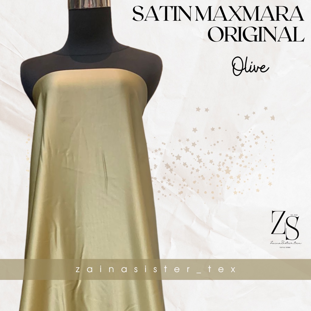 Bahan Satin Maxmara Silk Lux Premium Meteran Mewah Warna Hijau Olive