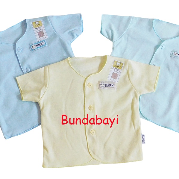 Baju Bayi Pendek neci Salur Merk Fluffy (Isi 3Pcs)