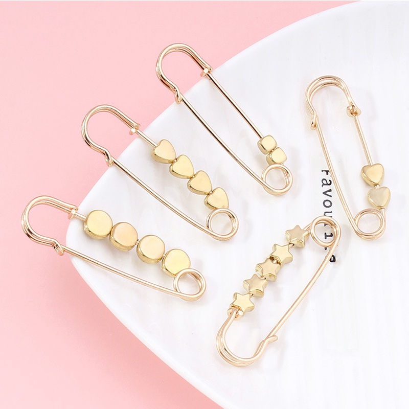 Gadis Paduan Pinggang Adjustable Pin/Bintang Cinta Manik-Manik Fashion Kemeja Kerah Bros