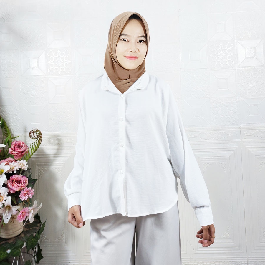 CARLINA KEMEJA WANITA BASIC CRINGKLE AIRFLOW HANIN KEISYA BLOUSE