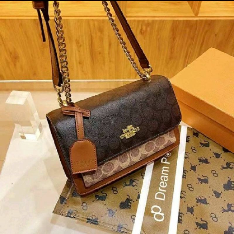 new jeswi bag ala branded coach, sling bag import wanita, rantai tebal dan premium