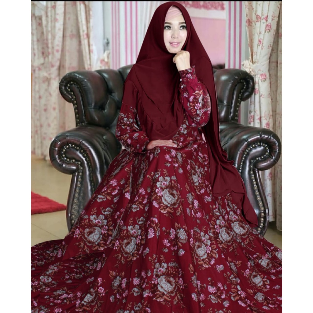 gamis syarii batik monanalisa premium set khimar seruty bebydoll 2 layer terbaru