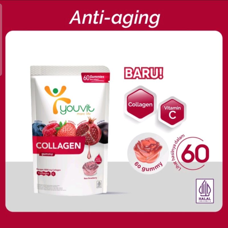 Youvit x Erha VERISOL®️ Bioactive Collagen Peptides®️ 1 Pouch Besar untuk 30 Hari Isi 60 Gummy