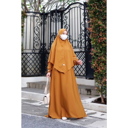 Maryam Set Gamis Polos Original Mazara Indonesia Dress Muslimah Syari Nyaman Adem Busui wudhu wudlu 