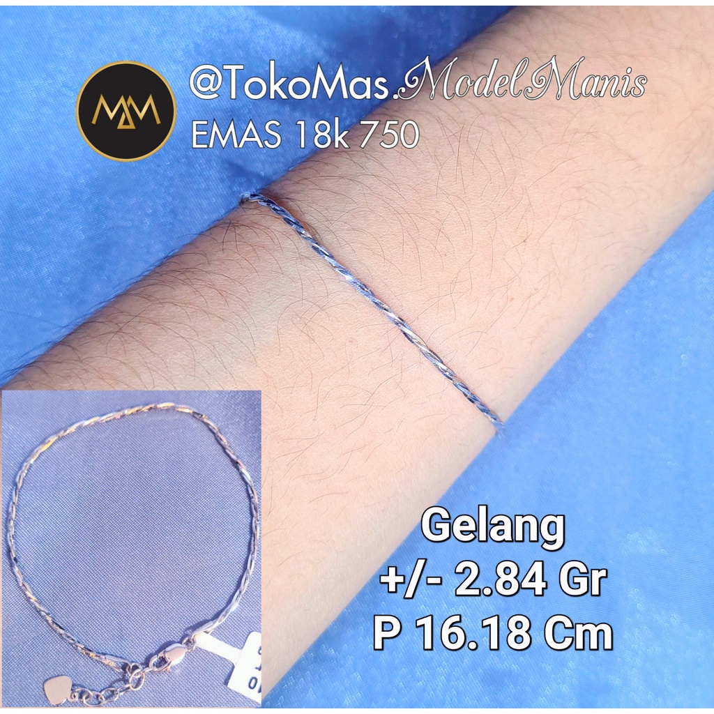 Gelang Italy lilit kombinasi emas rosegold putih 750 kadar 18k