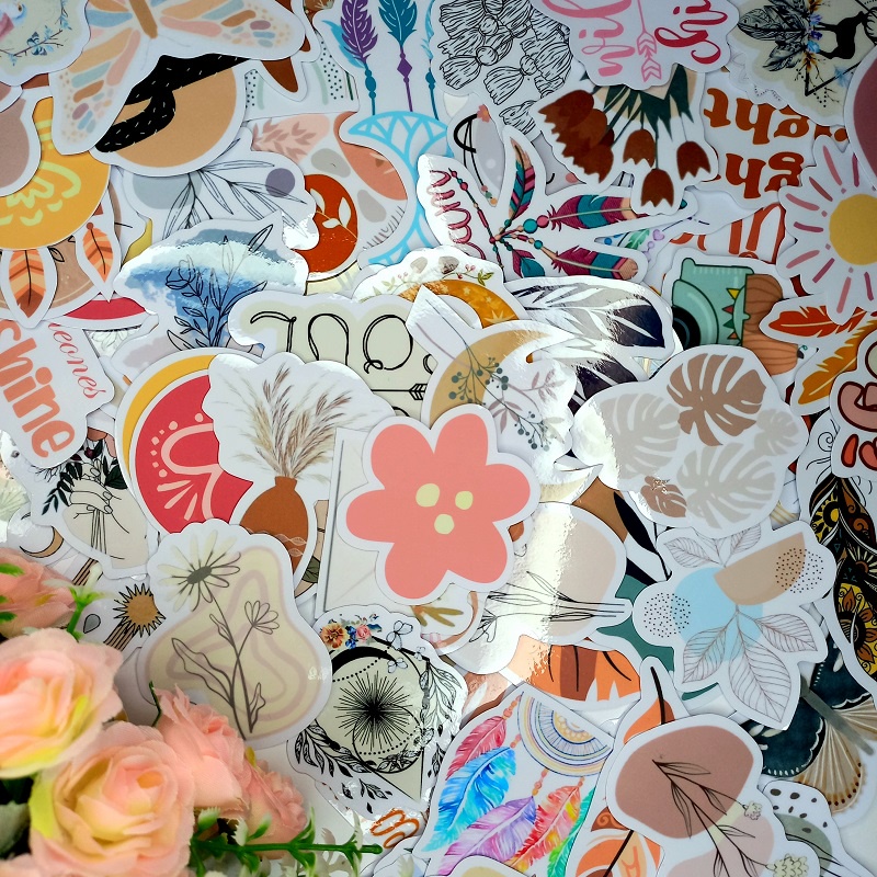

Sticker Pack Boho Aesthetic Waterproof Hiasan Laptop Botol Tumbler Case Hp Helm DIY Stiker Lucu Laptop Notebook