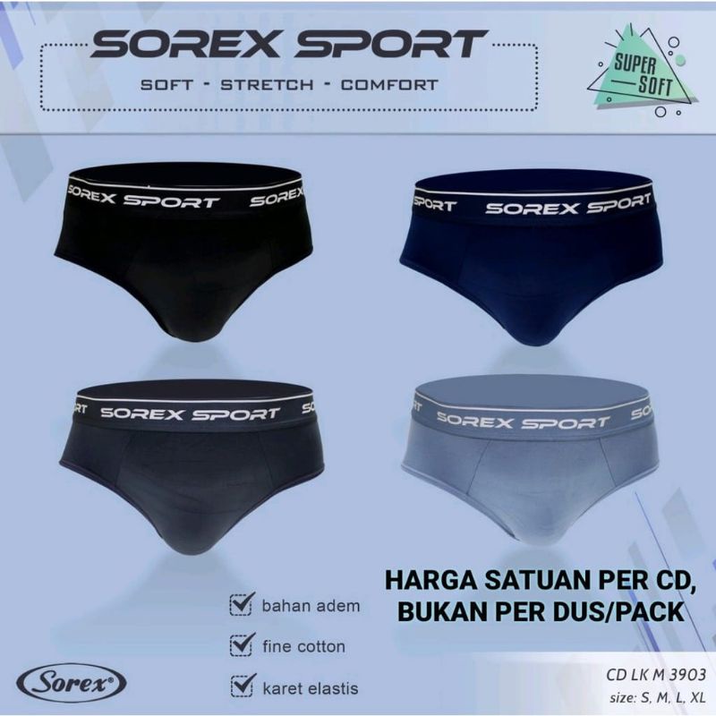 1 PCS SOREX CELANA DALAM SEGITIGA BOXER PRIA SPORT M 3903 / 3904