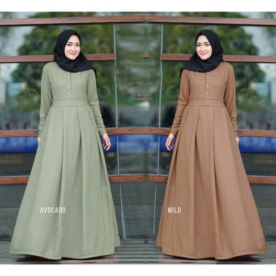 PROMO GAMIS WANITA REMAJA MUSLIM KEKINIAN SYARI POLOS MAURA PESTA LEBARAN - HITAM TERMURAH TERLARIS 