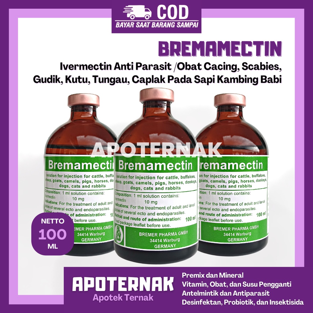 BREMAMECTIN | Obat Anti Parasit Cacing Scabies Gudik Kutu Tungau Caplak | Mirip Ivervet Nova Mectin