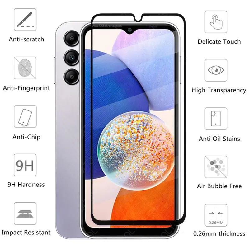 SAMSUNG A14 5G SCREEN GUARD FULL GLUE TEMPERED GLASS KACA FILM 9H ANTI GORES