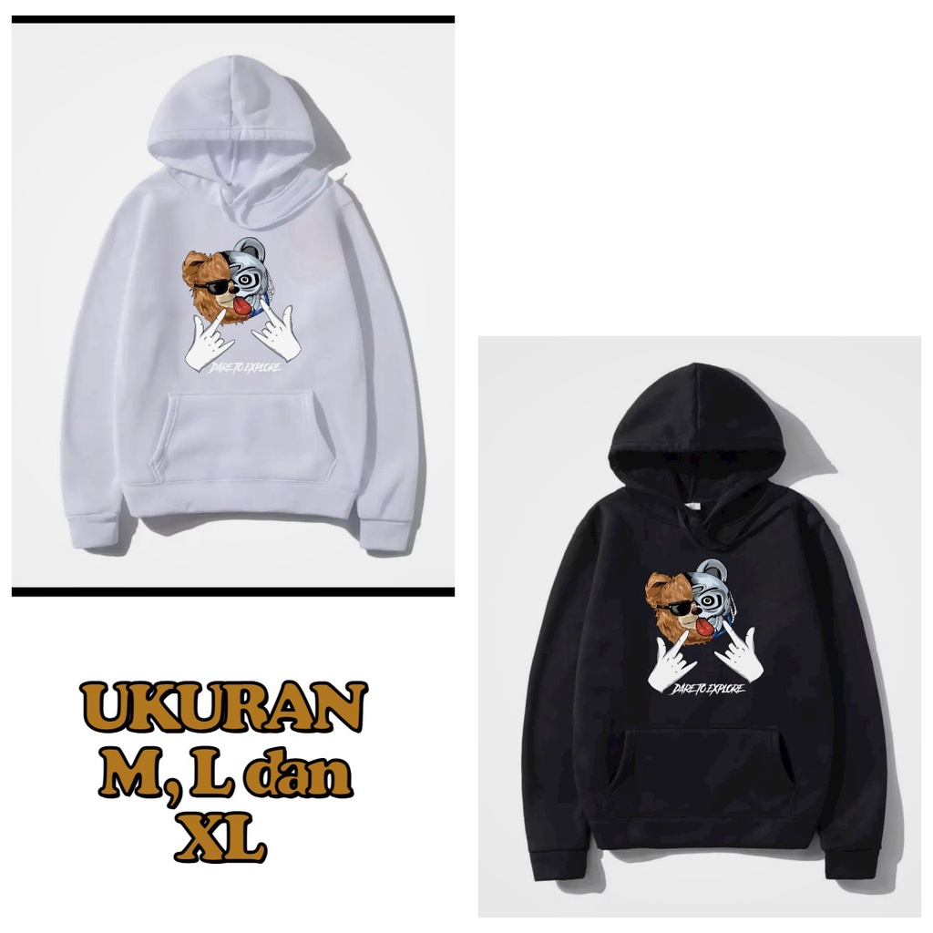 MUKZHOP - SWEATER HOODIE ROBOT BEAR / hoodie kece / sweater / fashion kece / terbaru / terlaris