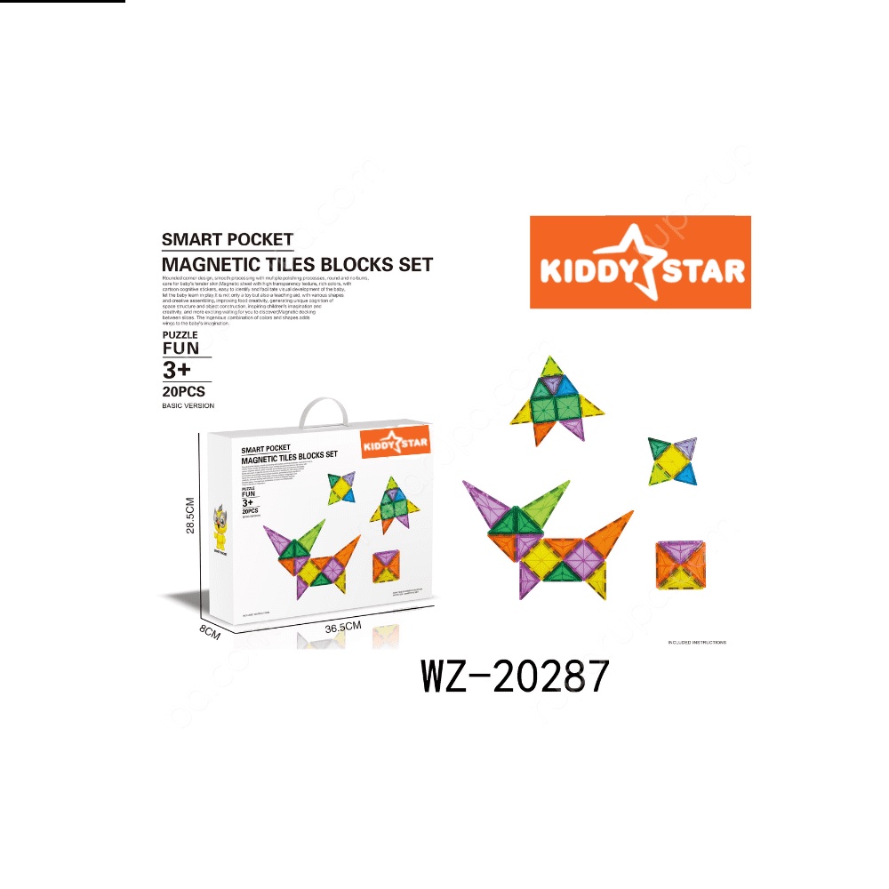 MAGNETIC TILES BLOCKS SET 20 PCS KIDDY STAR MAINAN EDUKASI ANAK