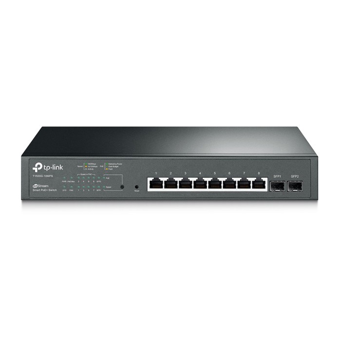 TPLink T1500G-10MPS 8-Port Gigabit Smart PoE+ Switch with 2 SFP Slots