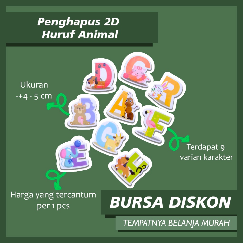 

Penghapus Huruf Animal 2D Eraser Setip Karet Hapusan Karakter Hewan