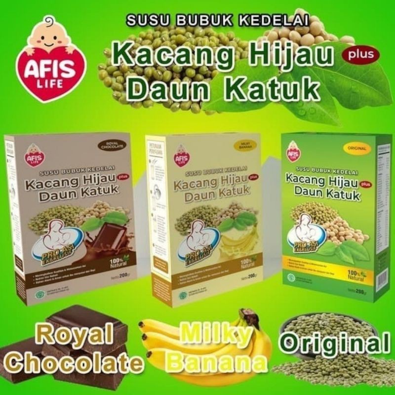 Afis Susu Bubuk Kedelai Kacang Hijau Daun Katuk 200gr