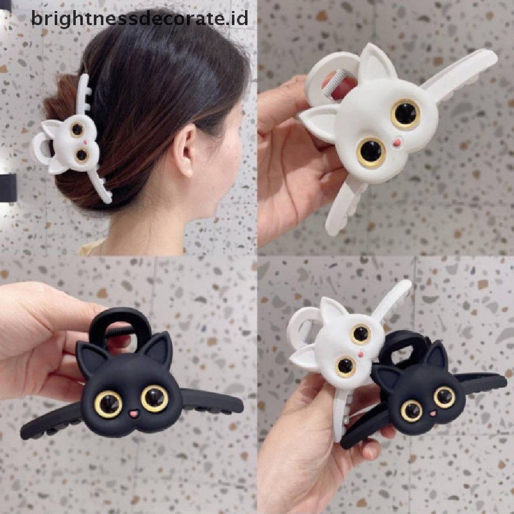 [Birth] New Cute Cat Acrylic Hair Claw Elegan Rambut Mandi Klip Ponytail Klip Hiasan Kepala [ID]