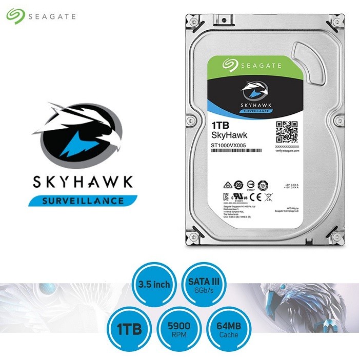 Seagate SkyHawk 1TB 2TB 3.5 SATA HDD Hardisk Surveillance CCTV - 1 tb