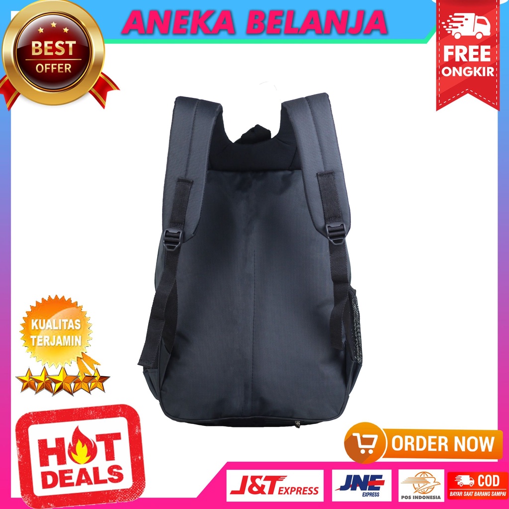 Tas Punggung Ransel Sekolah Tas Backpack Polo Alvis Garis Lurus Hitam Ransel Laptop Kerja Kuliah Gratis Raincover Bahan Nilon Alto Tebal Termurah Berkualitas