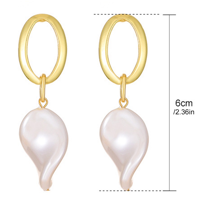 Lingkaran Anting Vintage Baru Imitasi Tinggi Baroque Pearl Earrings Emas Lingkaran Earclip Wanita Perhiasan