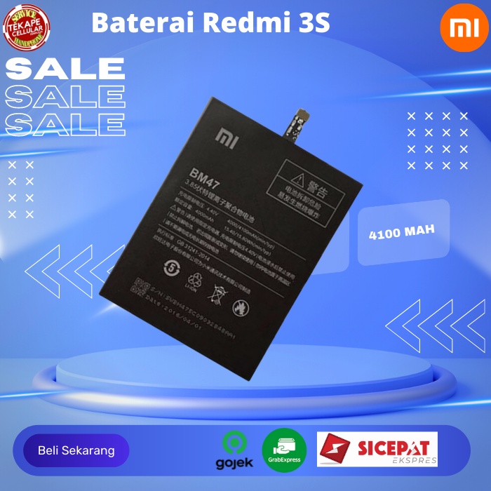 Baterai xiaomi redmi 3s oem bergaransi