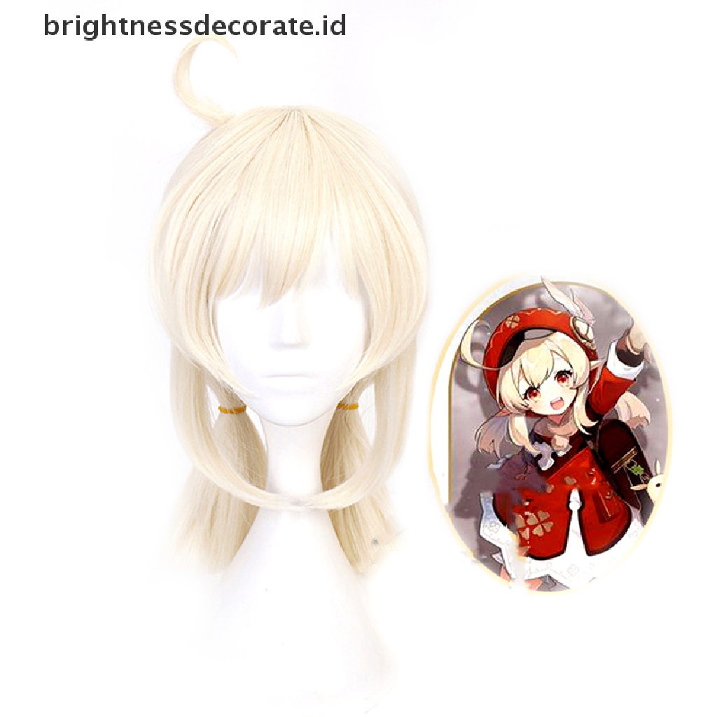 [Birth] Genshin Impact Klee Cosplay Wig Ponytails Beige Rambut Sintetis Tahan Panas [ID]