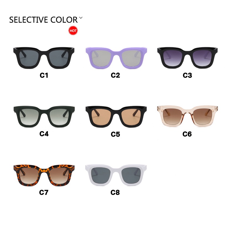 (YUZHU) Western Fashion Square Cekung Kacamata Hitam Mode Baru Vintage Trend Shade Sunglasses Women