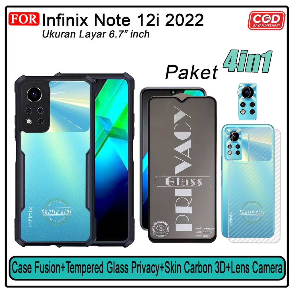 Promo 4in1 Case Infinix Note 12i 2022 Hot 20i 2022 Hot 20s  Soft case Fusion Shockproof Transparan Protect Casing