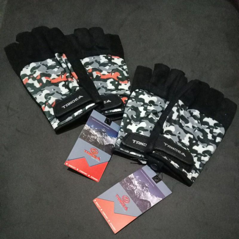 Sarung tangan pendek Camou half finger glove Tandem