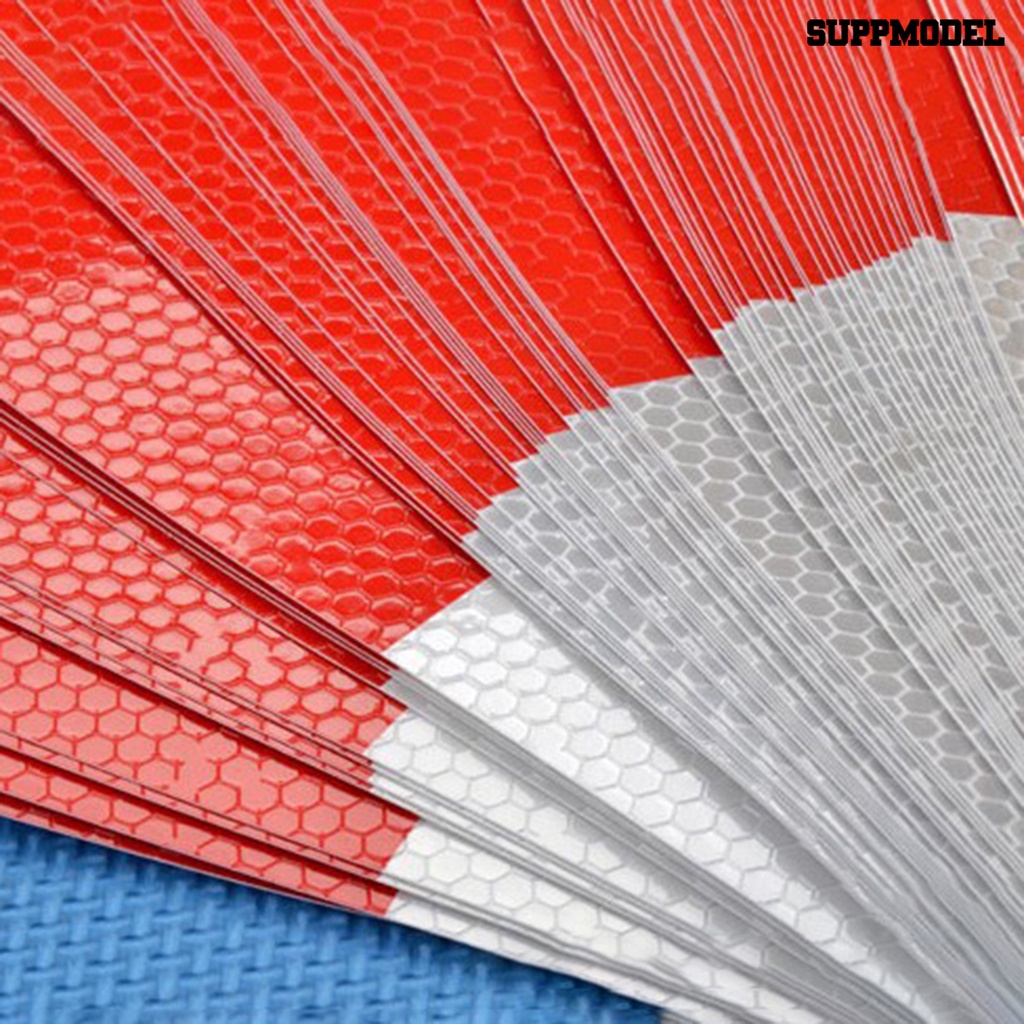 [SM] 10pcs Strip Peringatan Mudah Dipasang Perekat Diri Bentuk Persegi Panjang Malam Reflektif Keselamatan Peringatan Strip Tape Stiker Untuk Mobil