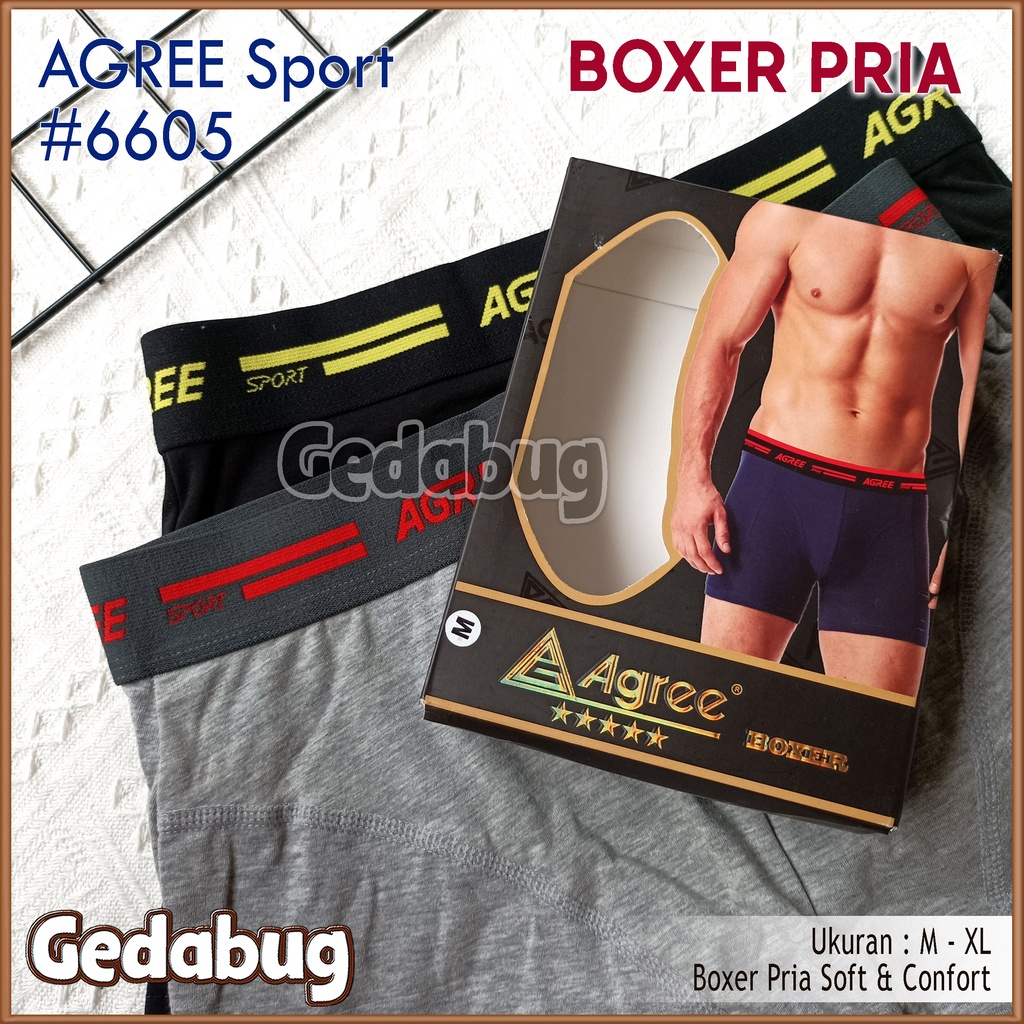 2 pc CD Boxer AGREE 6605 | Celana dalam Pria Soft &amp; Confort Isi 2 Pcs | Gedabug