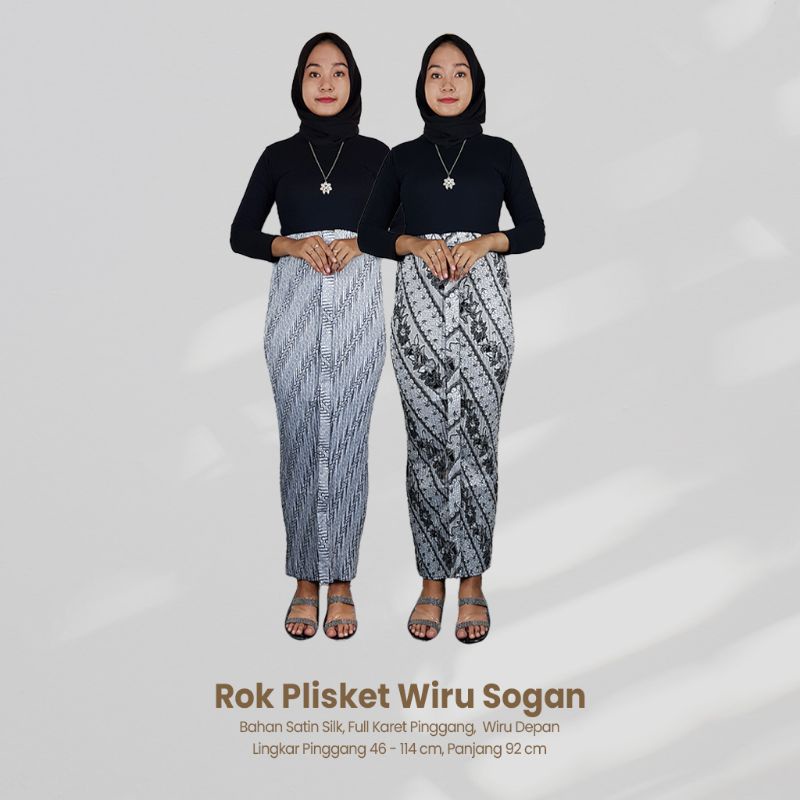 Rok Plisket Wiru Hitam Putih - Naira Batik