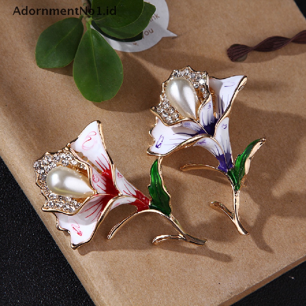 [AdornmentNo1] Kristal Bunga Mawar Bros Pin Berlian Imitasi Alloy Warna Rose Gold Bros Hadiah Ulang Tahun Aksesoris Garmen [ID]