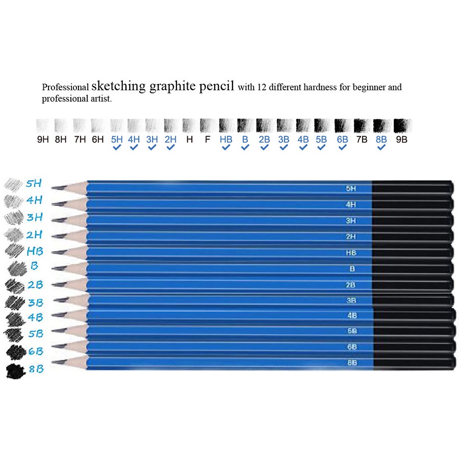 33PCS/Set Sketch Pensil Pisau Penghapus dan Pensil Gambar untuk Keperluan Sekolah Pencil Drawing Set