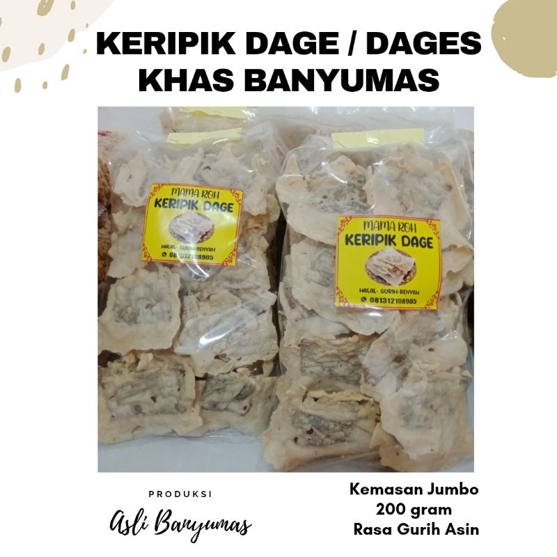 

KERIPIK DAGE KRIPIK DAGES 200gr | KHAS BANYUMAS | HARGA TERJANGKAU | FREE GIFT MIN BELANJA 50K (all item)