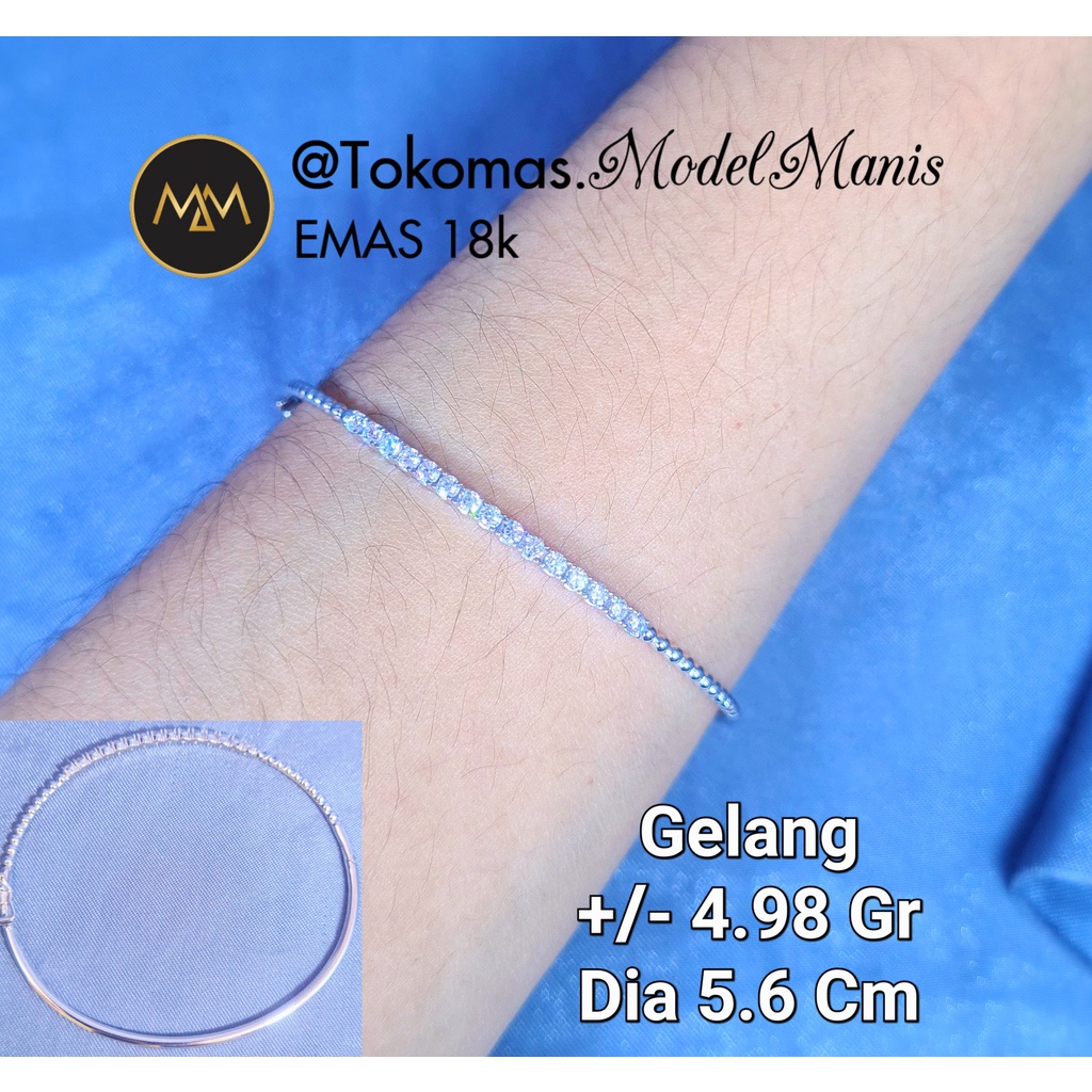 Gelang Listring bubble emas putih 755 kadar 18k