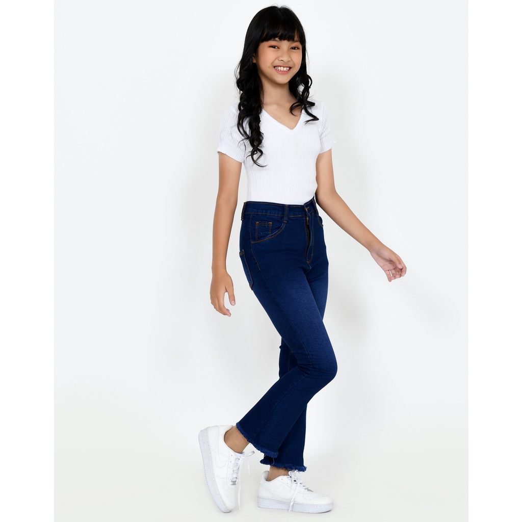 YAOSHI - Jeans Panjang Cutbray Rawis Anak - High Waist Cutbray Rawis Anak Size 24-26