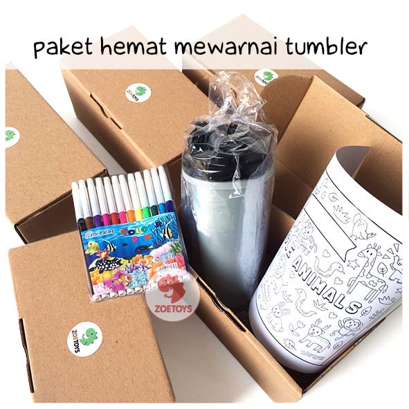 Zoetoys Paket Hemat Mewarnai Tumbler 2 | Cari Bingkisan Hampers Seri Botol Gift Souvenir Goodie Bag Kado Ulang Tahun Christmas Disney Princess Space Easter Paskah Activity| Paket Mainan Mewarnai Aktivitas Anak Melukis | DIY Art and Craft