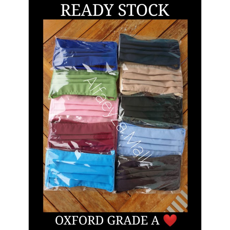 Masker Kain Polos Tali Panjang warna random bahan Oxford