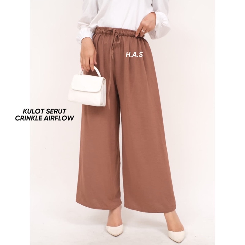 PREMIUM CELANA KULOT CRINKLE JUMBO HIGHWAIST WANITA LOOSE CULLOTE PANTS PANJANG