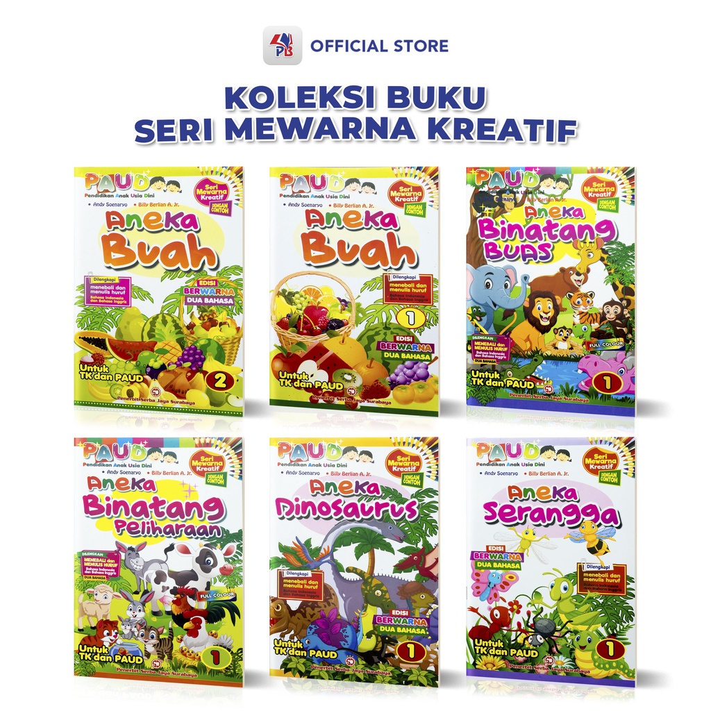 Buku Anak Buku Mewarnai Anak 2 dan 3 Tahun Seri Mewarnai Kreatif Dinosaurus Serangga Binatang Buas P