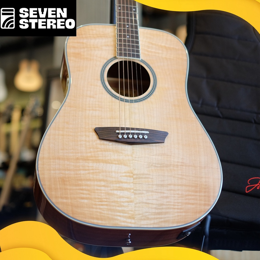 JS Guitars JD270E Top Flame Maple Dreadnought Acoustic Electric Guitar