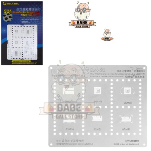 CETAKAN IC MECHANIC S24-91 0.12MM EMMC:BGA221/BGA153/BGA169/BGA254/BGA162/BGA186 ORIGINAL