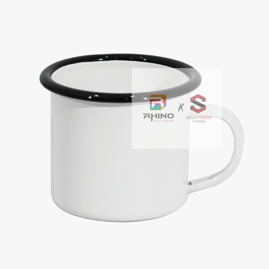 Mug Enamel Hitam Polos Untuk Sublimasi Coating uk 8 Cm EM - 03