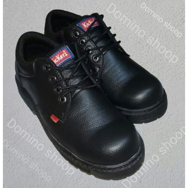 sepatu seefty ujung besi bahan kulit sentetis kerja alat berat