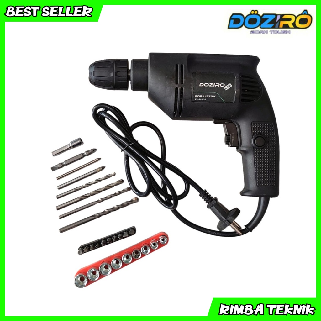 FREE KOPER Mesin Bor 10mm DOZIRO LITE Elektrik Drill Variable SPeed Bolak Balik Termurah