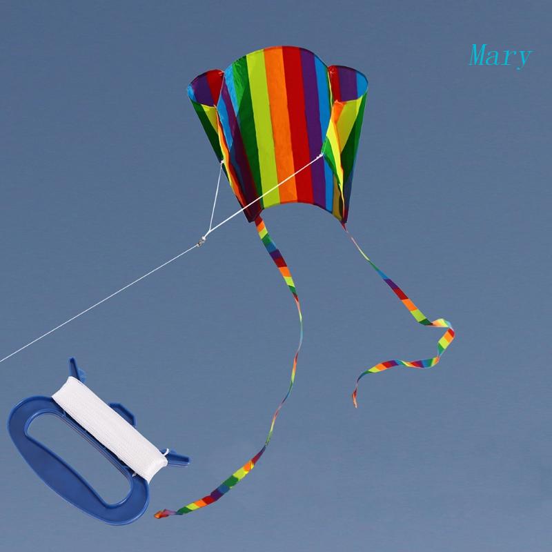 Mary Kids Outdoor Rainbow Parafoil Alat Layangan Hiburan Set Mainan Playground