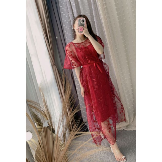 Magdalena Dress || Dress Pesta Brukat Bunga || Vaeesan