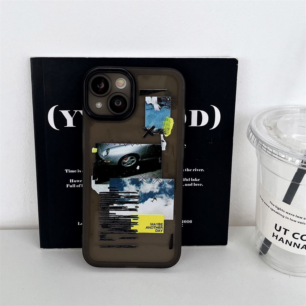 IPHONE  Luxury Silicone Clear Case High Street Hip-hop Street Culture Bumper Untuk Iphone14 13 11 12 Pro Max Mini XR X XS Plus Plating Lembut Shockproof Cover