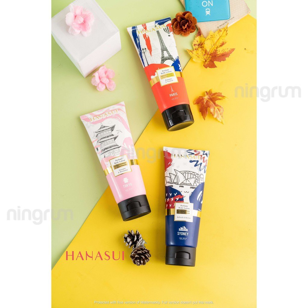 Ningrum - HANASUI Perfume Body Lotion 180mL | UVA UVB Protection | Sydney Tokyo Paris Parfum Losyen Original BPOM - 5014