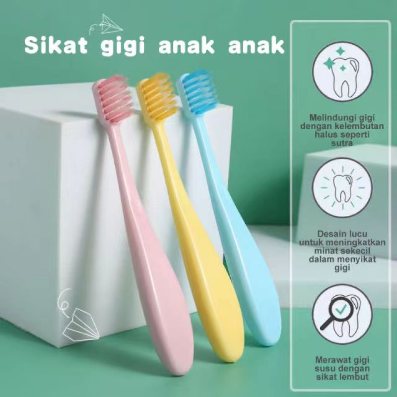 SIKAT GIGI ANAK 1PACK 3PCS / SIKAT GIGI MURAH / SIKAT GIGI UNTUK 2-5 TAHUN